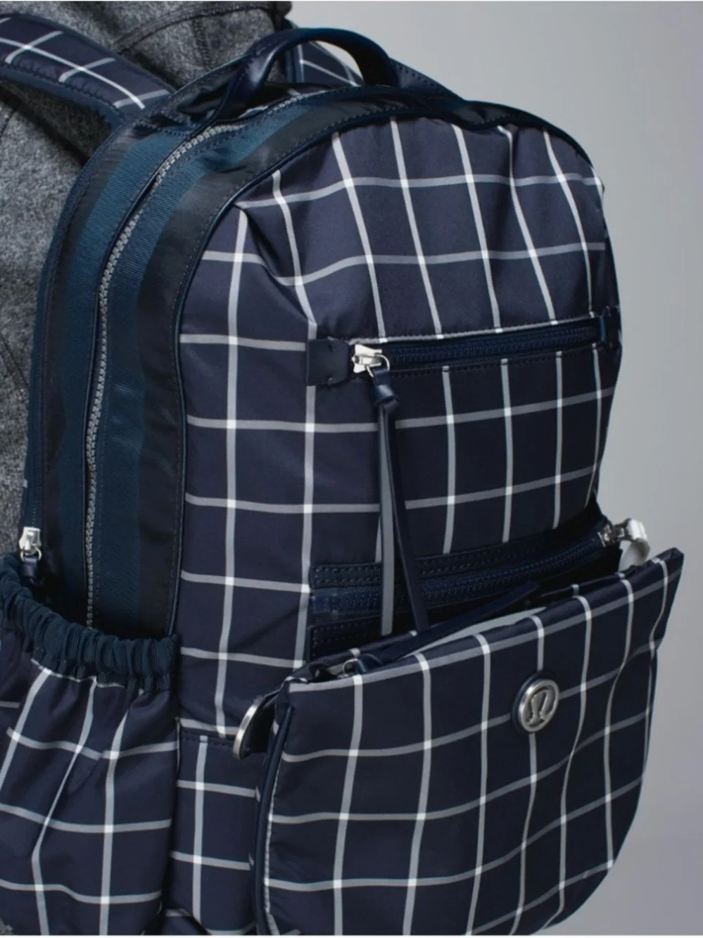 Lululemon Back To Class Backpack Pacific Check Inkwell Ghost Blue Plaid